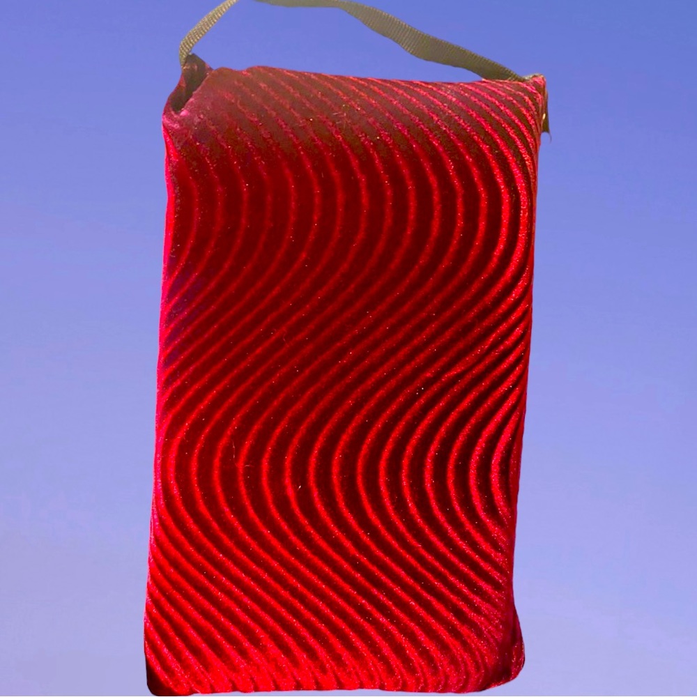 Luxury Gorgeous Velvet Wine Red Small Clutch Travel Pillow Handbag Accessory